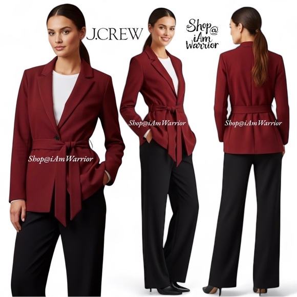 J. Crew Jackets & Blazers - J.Crew NWOT burgundy 365 crepe tie waist wrap blazer *shop@iamwarrior